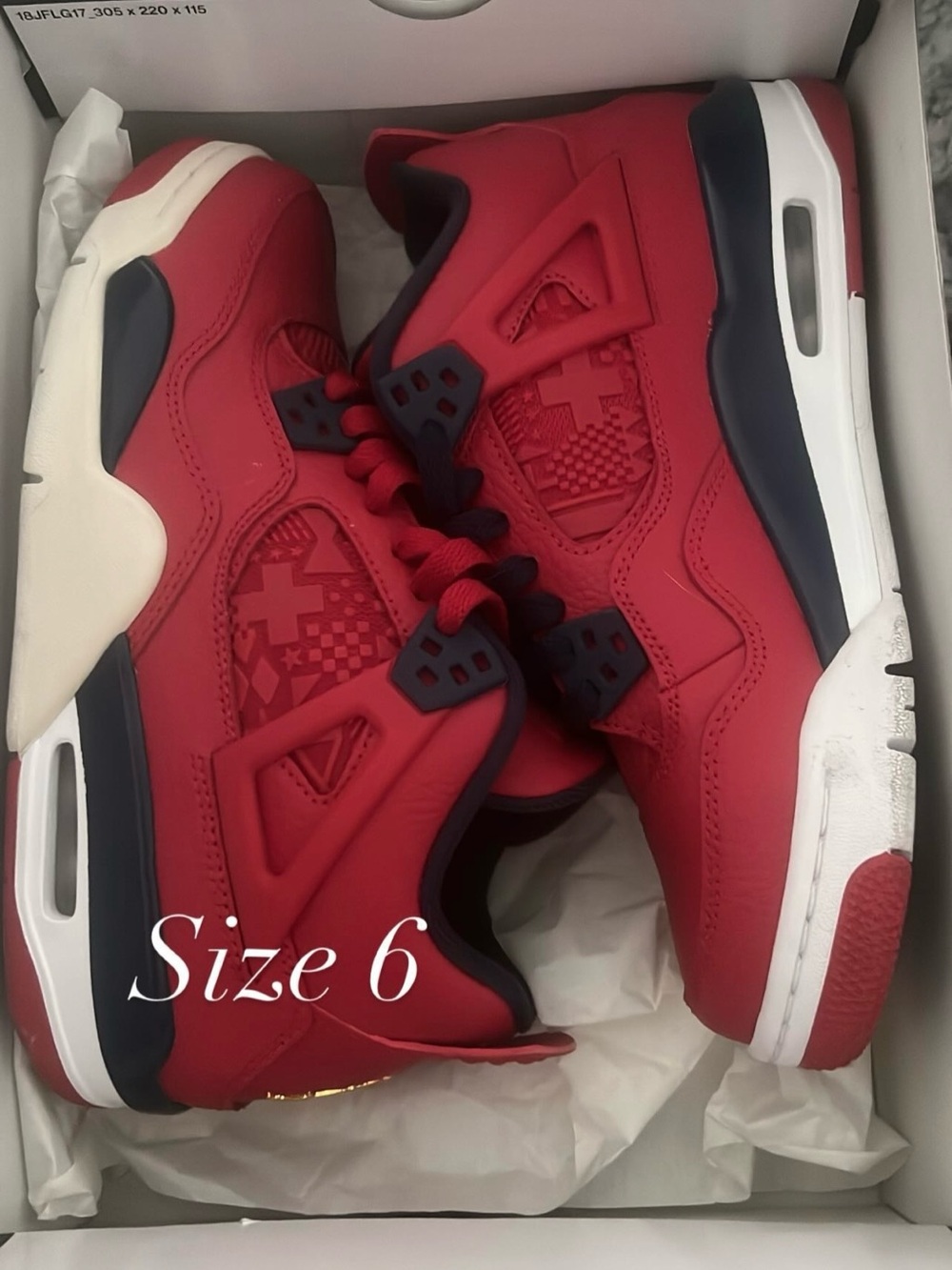 Jordan Women's Red and Navy Sneakers